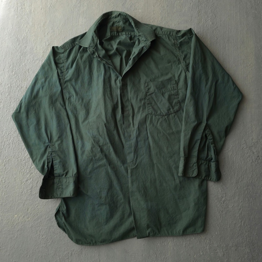 Vintage 1950s Forsyth Green Button Down Shirt L Hand Dyed Made in Canada